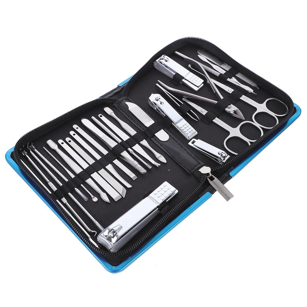 ABOOFAN 26Pcs Portable Manicure Tools Kit with Nail Clippers Pedicure Grooming for Men Women Compact Travel Case Nail Treatment Set
