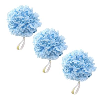 ABOOFAN 3Pcs Bath Mesh Sponge Balls Shower Poufs Body Scrubber Skin-Friendly PE Material Suitable for All Ages Family Bathing Spa