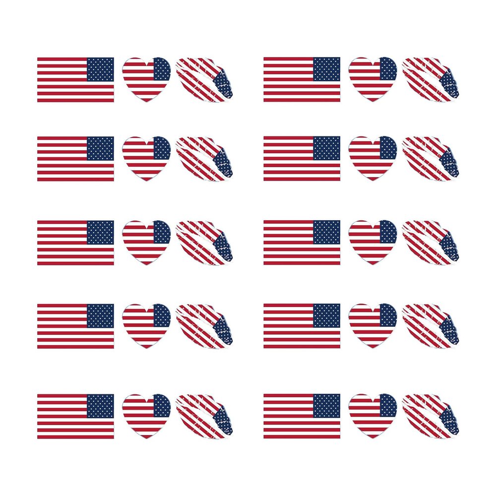 30Pcs American Flag Tattoos, Patriotic American Temporary Face Stickers Set, Flag Removable Tattoos for Men Women, Party Face Body Accessories, Decorations Supplies