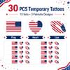 30Pcs American Flag Tattoos, Patriotic American Temporary Face Stickers Set, Flag Removable Tattoos for Men Women, Party Face Body Accessories, Decorations Supplies view 3