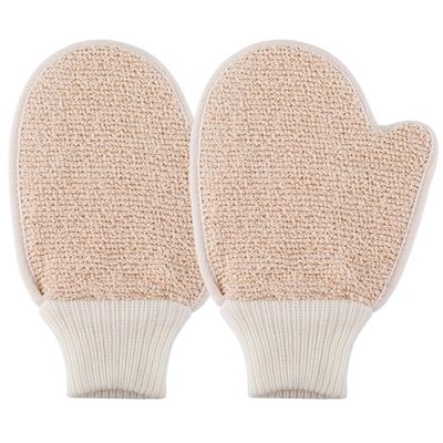 DIYEAH 2pcs Linen Exfoliating Gloves Soft Body Scrubber Bath Shower Mitts for Adults Back Rubbing Dead Skin Removal Spa Spa Bath