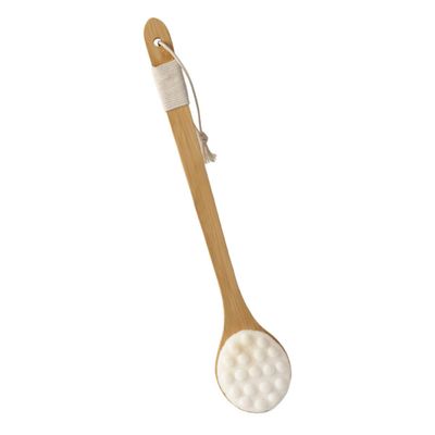 ABOOFAN Long Handle Bath Brush Handheld Scrubber with Ergonomic Design for Comfortable Back and Body Exfoliating White Shower Brush with Hanging for Easy Storage and Massage Cleaning