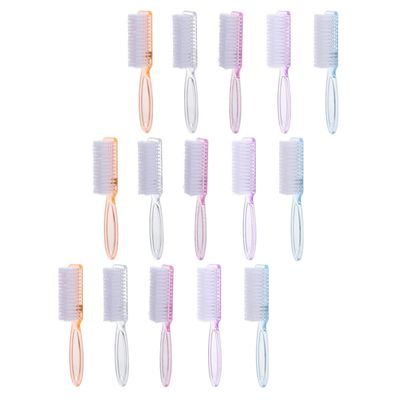 TOVINANNA 15Pcs Handle Grip Nail Cleaning Brushes with Flexible Bristles for Fingernail and Toenail Dirt Removal Gentle Scrub Hand Cleaner with Hanging Bright Transparent Colors for Bathroom
