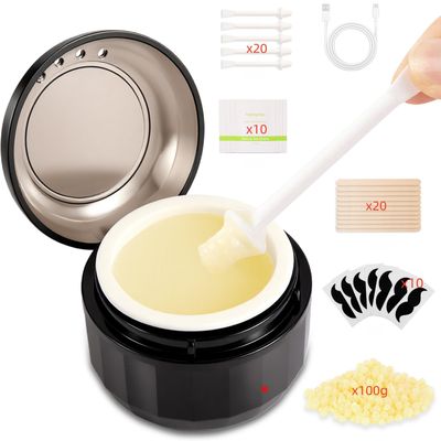 Nose Wax Kit, Nose Ear Hair Removal Kit Men Women with 100g Wax, 40 Sticks, USB Fast Heat, Smart Temperature Control, Multi-Purpose Hair Remover Tool,Compact Travel Size