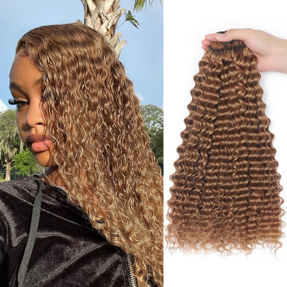 Human Crochet Hair for Black Women Deep wave Crochet Human Hair Bundles 18 Inch Pre-Separated Feather Crochet Human Hair 200g Deep Wavy Invisible Crochet Hair Extensions 160 Strands Honey Blonde