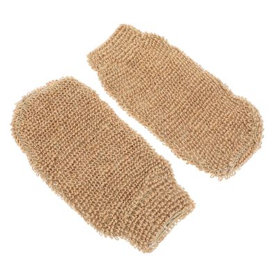 HONITANO 2PCS Jute Bath Rubbing Gloves Exfoliating Body Washing Mitts Skin-Friendly Deep Cleansing Shower Scrubbing Gloves for Men and Women Portable Hand