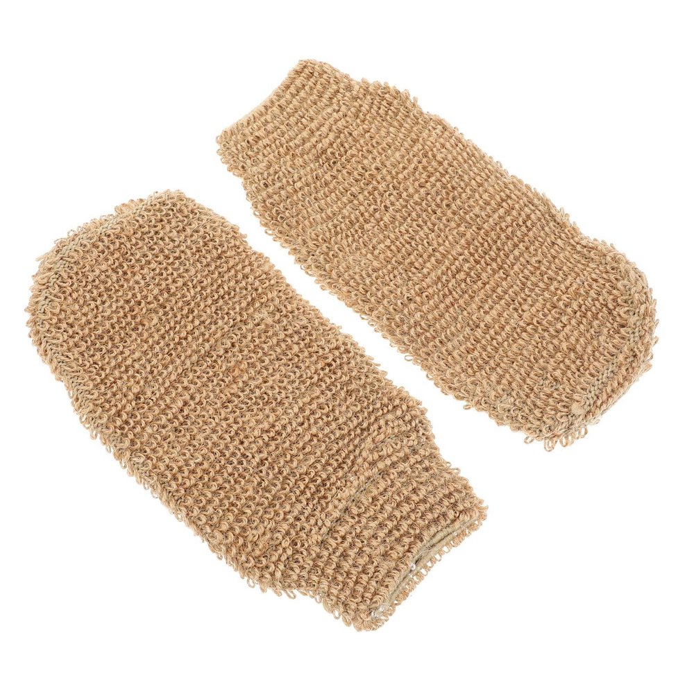 HONITANO 2PCS Jute Bath Rubbing Gloves Exfoliating Body Washing Mitts Skin-Friendly Deep Cleansing Shower Scrubbing Gloves for Men and Women Portable Hand