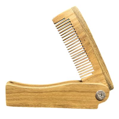 Beard Comb for Men - Small Folded Moustache Comb - Natural Wood Beard Brush, Anti-Static Mustache Pocket, Brushing Folding Care Tools for Men Gift