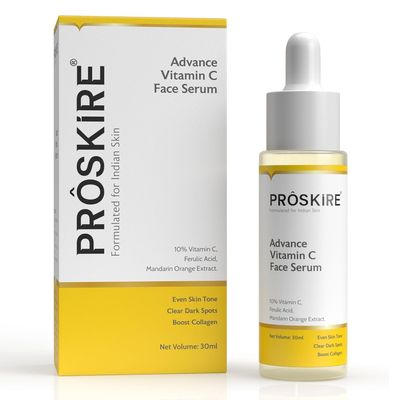 Pro-skire Advance 10% Vitamin C Face Serum with Ferulic & Mandarin Extract| Brightening, Dark Spot & Anti-Pigmentation Serum for All Skin Types  30ml