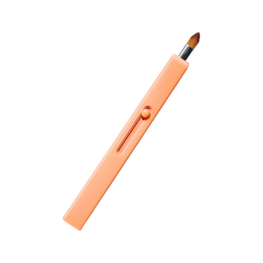 ABOOFAN Retractable Lip Brush Portable Makeup Tool Soft Thick Bristles for Lipstick Eye Shadow Foundation Concealer Skin-friendly Cosmetic Applicator in Warm Orange for Women