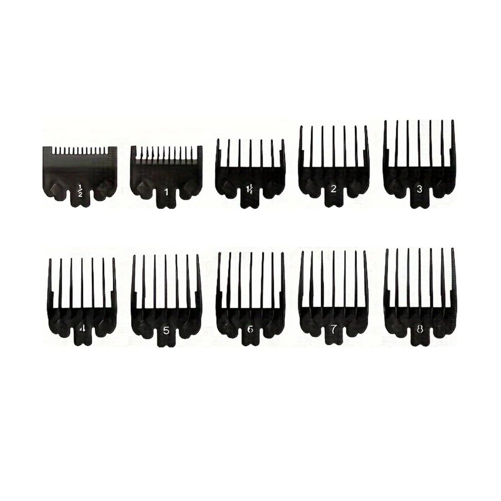 10Pcs Black Plastic Hair Clipper Limit Comb for Men Barber Hair Trimmer Cutting Guide Replacement Attachment Salon Styling Tools(10pcs Black)