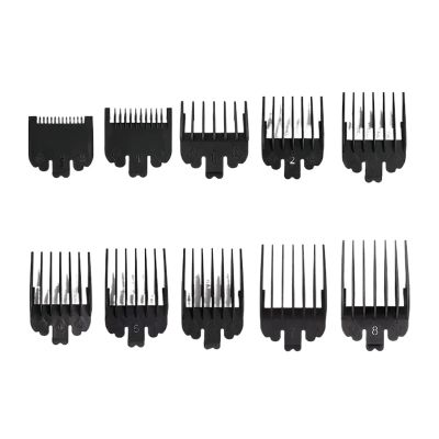 10Pcs Professional Hair Clipper Limit Guide Comb Trimmer Guards Attachment 1.5-25mm Universal Haircut Tool Clipper Limit Combs(10pcs Black)