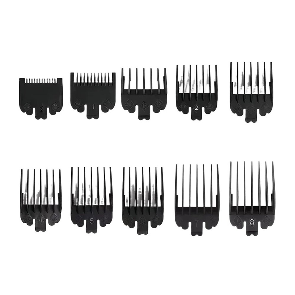 10Pcs Professional Hair Clipper Limit Guide Comb Trimmer Guards Attachment 1.5-25mm Universal Haircut Tool Clipper Limit Combs(10pcs Black)