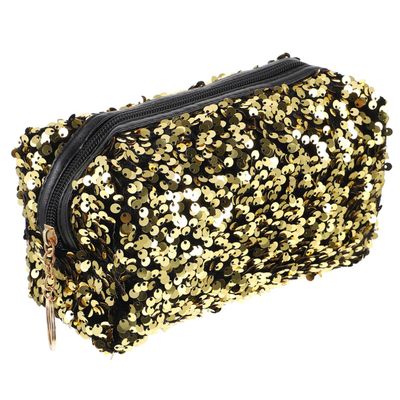 ABOOFAN Portable Sequin Makeup Bag Large Capacity Lightweight Cosmetic Organizer Pouch with Zipper Closure for Travel Toiletries and Skincare Essentials