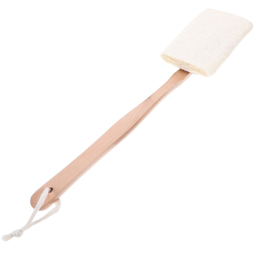 HAMPPLIES Long Handle Body Scrubber Bath Brush for Shower with Gentle Exfoliation and Skin Massage Back Scrubber for Deep Cleaning Reach Areas Reusable Natural Material Spa Tool
