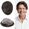 LYRICAL HAIR Mens Toupee Hair Piece System Replacement for Men Fine Mono Lace Front Mens Hairpiece Durable Poly Skin PU Around Hair Unit Wig for Men 7"X9" #210 Darkest Brown+10% Gray-120% Density view 1