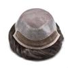 LYRICAL HAIR Mens Toupee Hair Piece System Replacement for Men Fine Mono Lace Front Mens Hairpiece Durable Poly Skin PU Around Hair Unit Wig for Men 7"X9" #210 Darkest Brown+10% Gray-120% Density view 4
