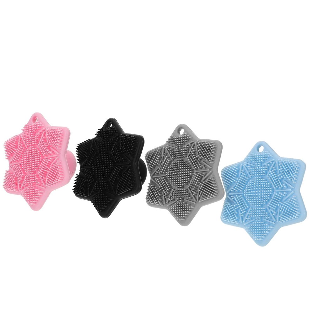FOYTOKI 4pcs Silicone Face Wash Brush for Deep Pore Cleansing Facial Scrubber with Soft Bristles for Gentle Exfoliating and Skin Massage Portable for Travel and Daily Use