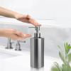 Sacolin 2 Large 18.6 Fl Oz/550 Ml 304 Dispensers Steel Stainless, Liquid Refillable Pump Bottles, For Countertop Bathroom Kitchen, Modern Silver Brushed Cylindrical Design view 3
