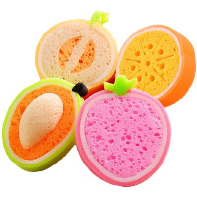 ABOOFAN 4pcs Fruits Shaped Bath Sponges for Cute Lovely Shower Scrubbers Lightweight Bath Tool for Home Bathroom Random Style