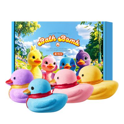 ACSUSS 4 Count Floral Scented Duck Bath Bombs, Fizzy Moisturizing Bath Soak, Gift for Women & Teens Blue One Size