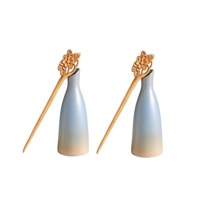 2Pc Handmade Ancient Chinese Japanese Wood Hair Sticks Chopsticks Wooden Vintage Retro Carved Long Fork Pen Shawl Pins Sticks Hairpins Clips Barrettes, Hair Accessories