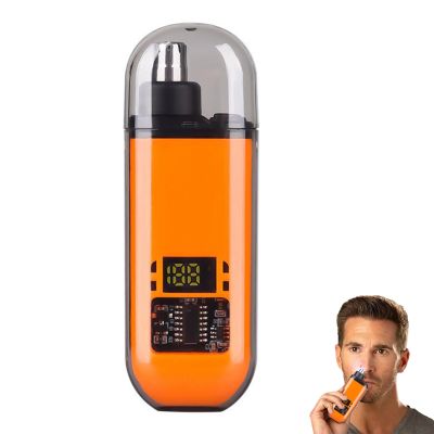2-in-1 Nose Hair Trimmer - For Effortless, All-Day Comfort, Portable Men Electric Shaver Nose Hair Ear Razor Trimmer, IPX7 Waterproof Dual Edge Blades Clipper for Travel with LED Display (Orange)