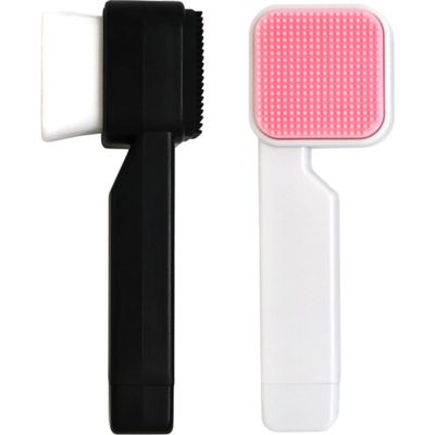ABOOFAN 2Pcs Double-Sided Facial Cleansing Brush Manual Exfoliating Face Wash Tool Soft Silicone Bristles for Deep Cleaning Dead Skin Removal Lightweight and Portable White and Black