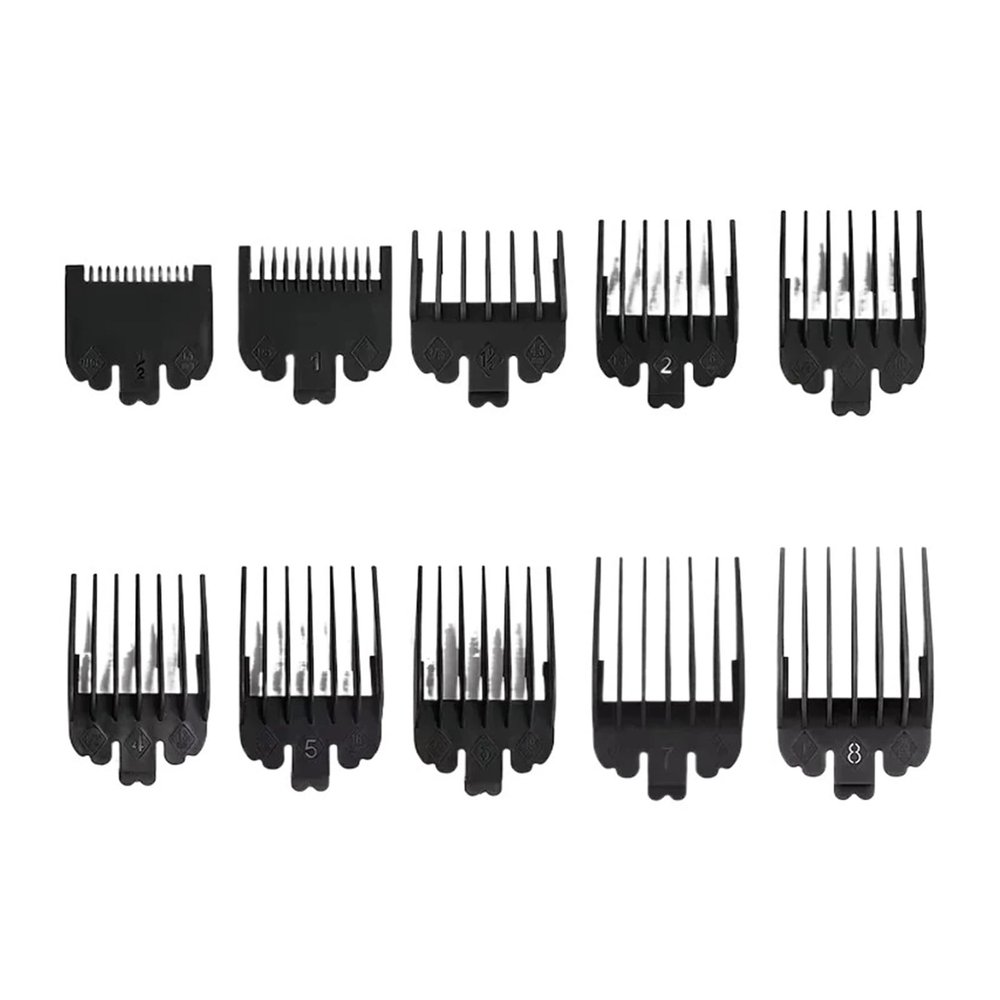 10Pcs Professional Hair Clipper Limit Guide Comb Trimmer Guards Attachment 1.5-25mm Universal Haircut Tool Clipper Limit Combs(10pcs Black)
