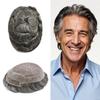 LYRICAL HAIR Mens Toupee Hair Piece System Replacement for Men Fine Mono Lace Front Mens Hairpiece Durable Poly Skin PU Around Hair Unit Wig for Men 8"X10" #1B60 Off Black+60% Gray-120% Density view 1