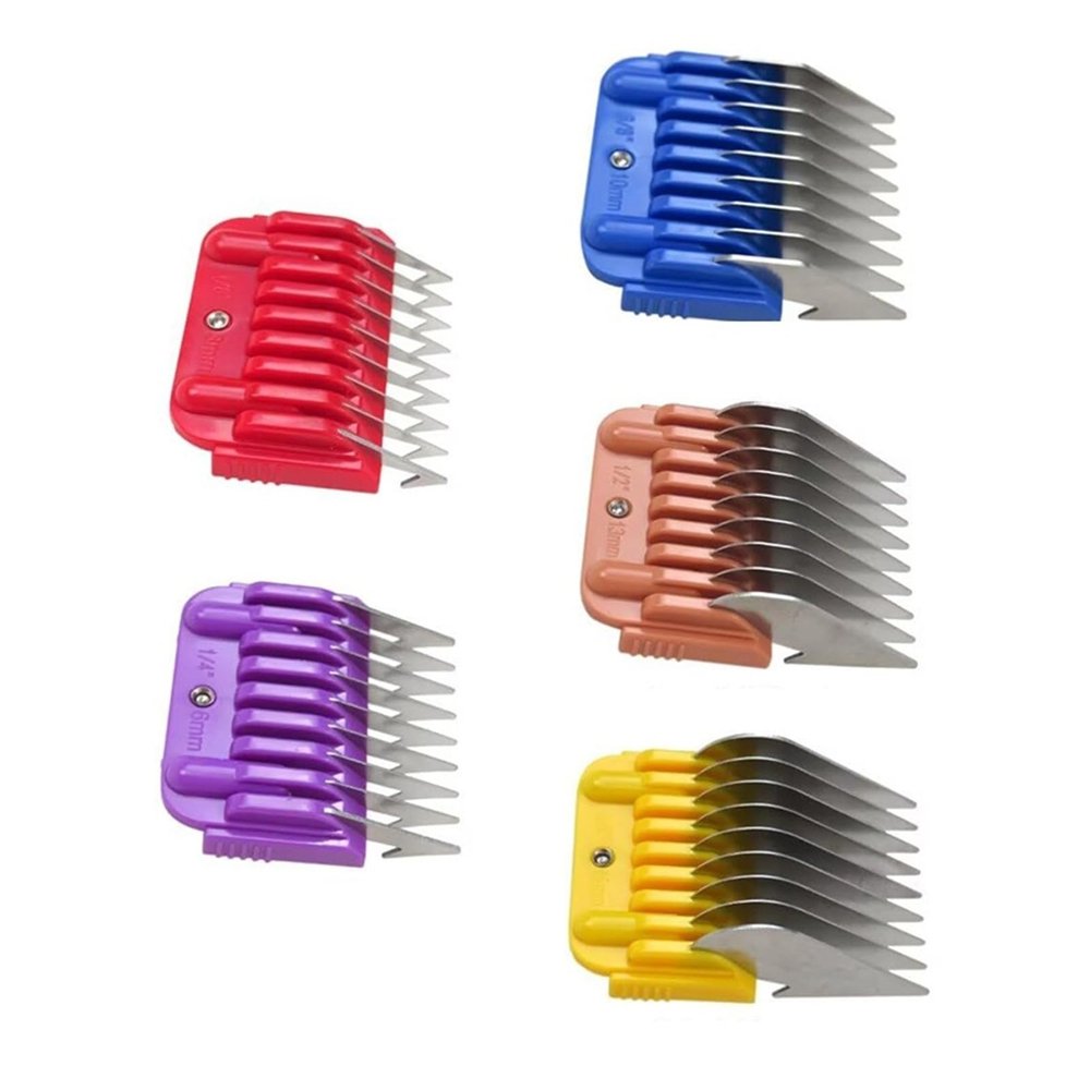 5pcs Animal Stainless Steel Guide Comb Set for 10#/15#/30# Detachable BladeCompatible for Oster A5, Compatible for WahlKM Series Clipper