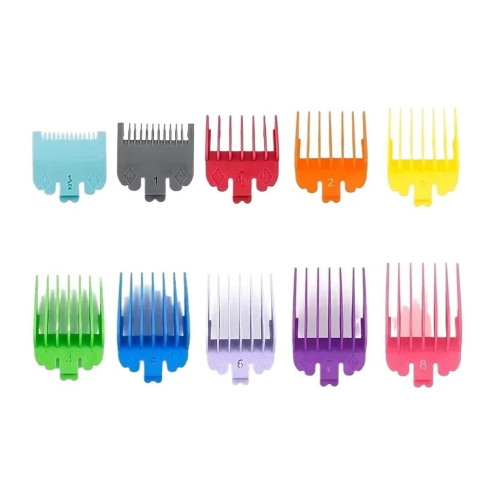 10Pcs Professional Hair Clipper Limit Guide Comb Trimmer Guards Attachment 1.5-25mm Universal Haircut Tool Clipper Limit Combs(10pcs Colorful)