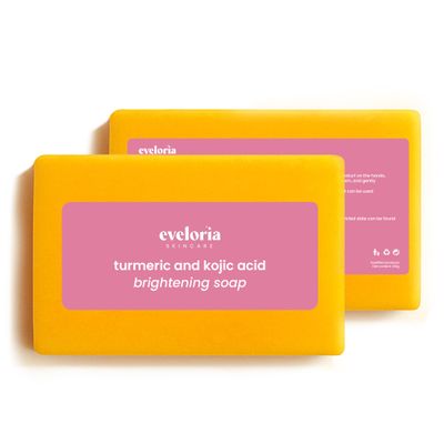 Eveloria Kojic Acid & Turmeric Soap Bar for Dark Spots & Hyperpigmentation Brightening Face & Body Cleansing Bar for Uneven Tone, Acne-Prone Skin & a Clearer-Looking Complexion