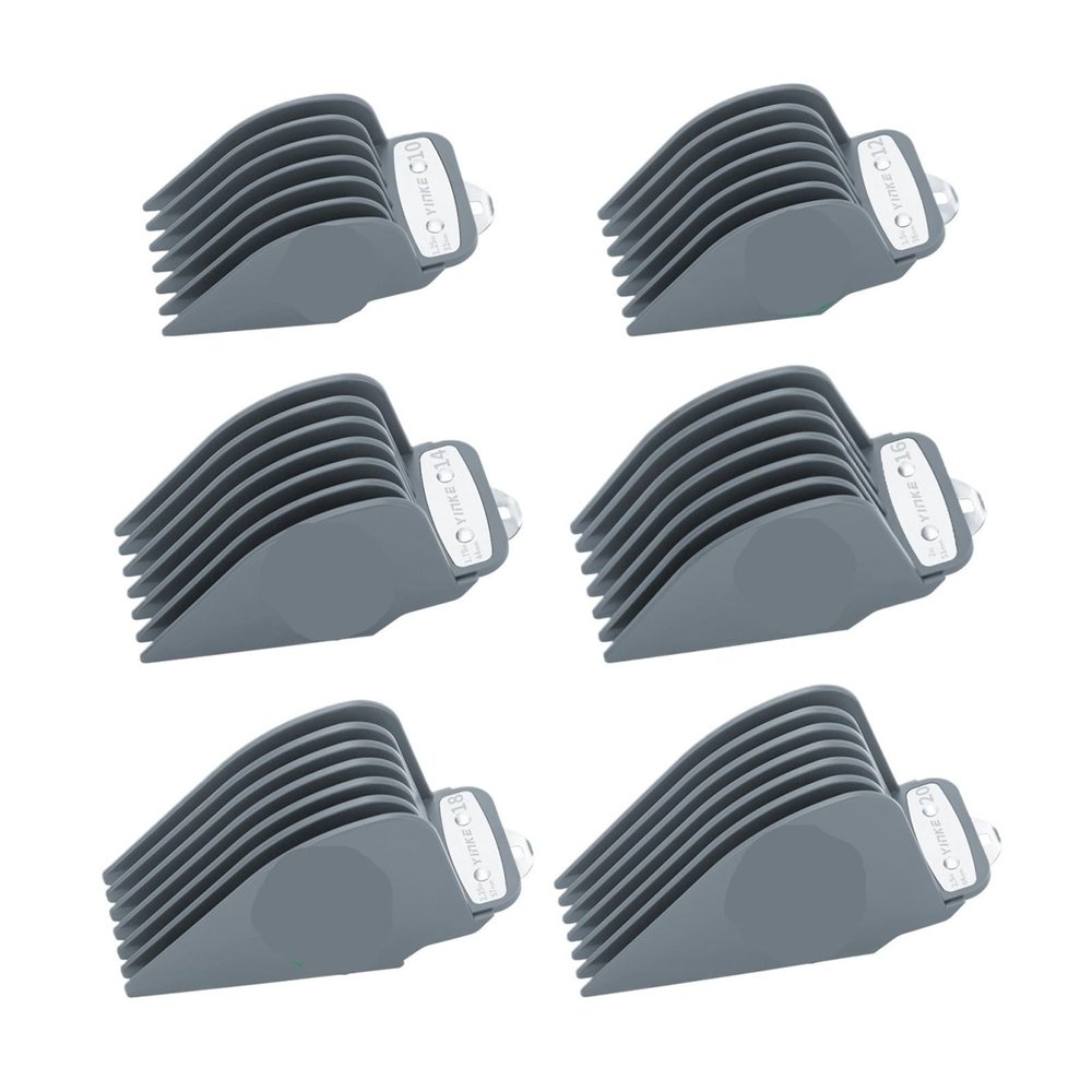 Clipper GuardsCompatible for WahlHair Clippers Trimmers with Metal Clip Premium 6 Size Cutting Lengths Limit Guide Comb Attachments(Gray)