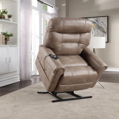 Classic Rolled Arm Power Lift-Chair Recliner with Heat and Adjustable Massage, Plush Seating, High-Grade Polyester Fabric, 33.5W x 33.5D x 43H inches, 109 Pounds, Engineered Wood Frame