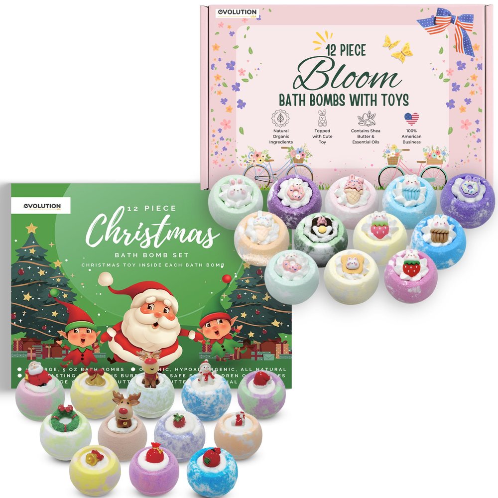 Christmas & Bloom Bath Bombs Bundle - Enjoy These 2 top Selling Sets That Make The Perfect Bath Bombs for Girls Gift