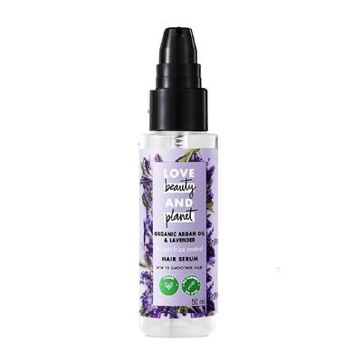 L'ove. B'eaut.y and P'lane.t Organic Argan Oil & Lavender Hair Serum, Radiant Frizz Control, Vegan Formula, 50ml