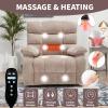 Lift Recliner Chair Heat Massage Dual Motor Infinite Position Up to 350 LBS Large Electric Power Lift Recliners with Power-Remote, Medium-Firm and Heavy Duty, Beige view 3