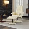 015-Recliner Chair with Ottoman - 360 Swivel Massage Lounge Chair with 5-Point Vibration & Heated Seat, 140 Adjustable PU Leather Recliner for Living Room, Home Theater or Office, Beige view 1