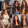 Color #4 Human Hair Dark Brown Body Wave Bundles 14 16 18 Inch view 2