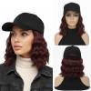Yunkang Hat Wig Baseball Cap with 12" Short Burgundy Synthetic Curly Wavy Hair Extension Attached for Women Adjustable Shoulder Length Wigs for Daily Party Outdoor Use view 1