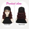 Yunkang Hat Wig Baseball Cap with 12" Short Burgundy Synthetic Curly Wavy Hair Extension Attached for Women Adjustable Shoulder Length Wigs for Daily Party Outdoor Use view 2