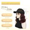 Yunkang Hat Wig Baseball Cap with 12" Short Burgundy Synthetic Curly Wavy Hair Extension Attached for Women Adjustable Shoulder Length Wigs for Daily Party Outdoor Use view 3