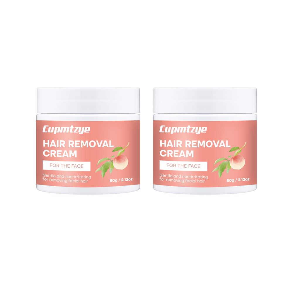 Facial Hair Removal Cream, Professional Depilatory Care Soothing Cream,Peach Infused Depilatory, Smooth Skin Treatment for Women & Men (Pack of 2)