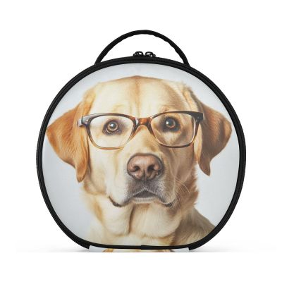 ALAZA Retriever Labrador Wearing Transparent Glasses Travel Makeup Case, Portable Artist Makeup Storage Bag