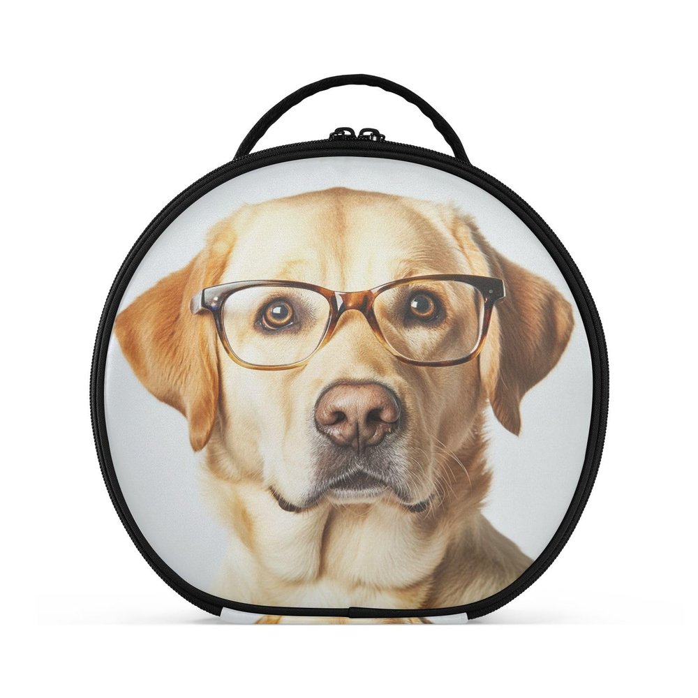 ALAZA Retriever Labrador Wearing Transparent Glasses Travel Makeup Case, Portable Artist Makeup Storage Bag