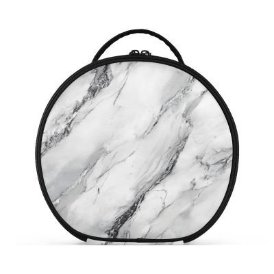 ALAZA White Marble with A Hint Of Black Pattern Travel Makeup Case, Portable Artist Makeup Storage Bag