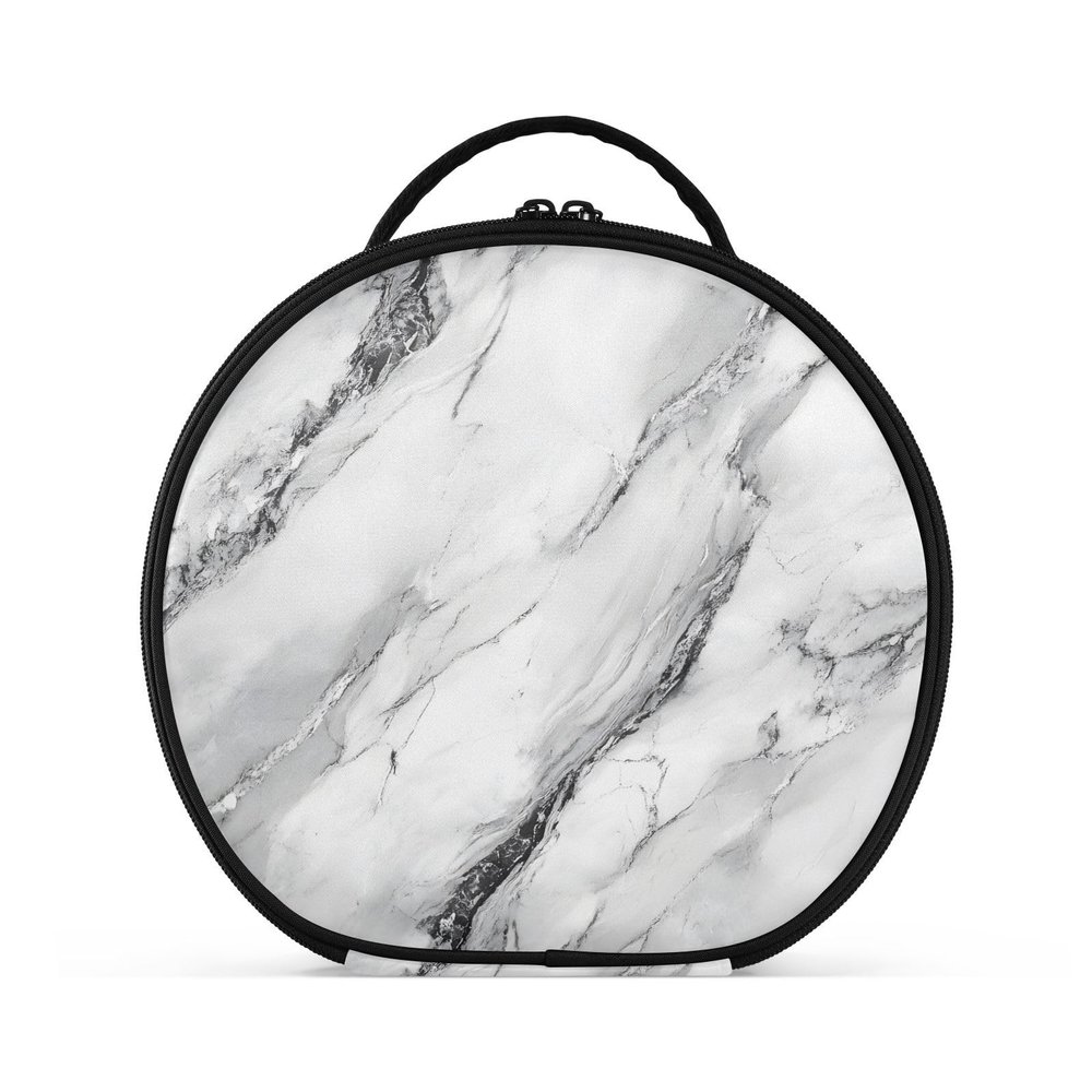 ALAZA White Marble with A Hint Of Black Pattern Travel Makeup Case, Portable Artist Makeup Storage Bag