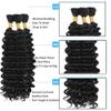 #1B Natural Black Human Braiding Hair for Boho Braids 28 28 28 Inch #1B Black Deep Wave Bulk Human Hair Knotless Boho Braiding Curly Virgin Hair Extensions 150g 3 Bundles/Pack view 3