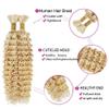 #613 Blonde Human Braiding Hair for Boho Braids 24 24 24 Inch #613 Deep Wave Bulk Human Hair Knotless Boho Braiding Curly Virgin Hair Extensions 150g 3 Bundles/Pack view 3